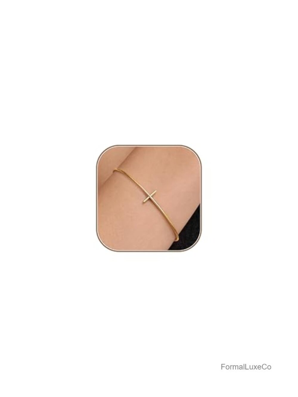 14K Gold Plated Dainty Minimalist Cross Cuff Bracelet Thin Wire Open Bangle